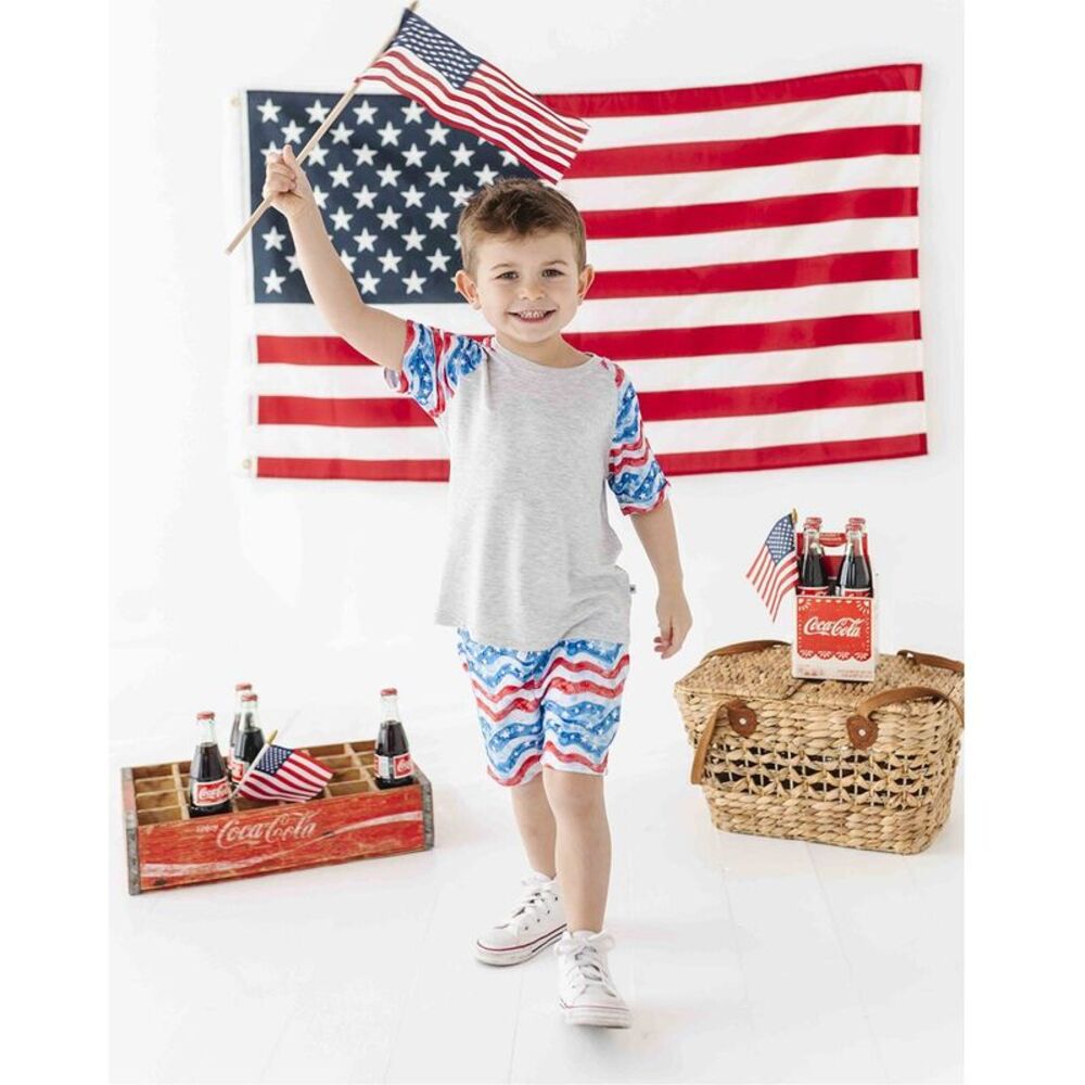 Bums & Roses Girls  All American Short Sleeve T-Shirt Set, Multicolor